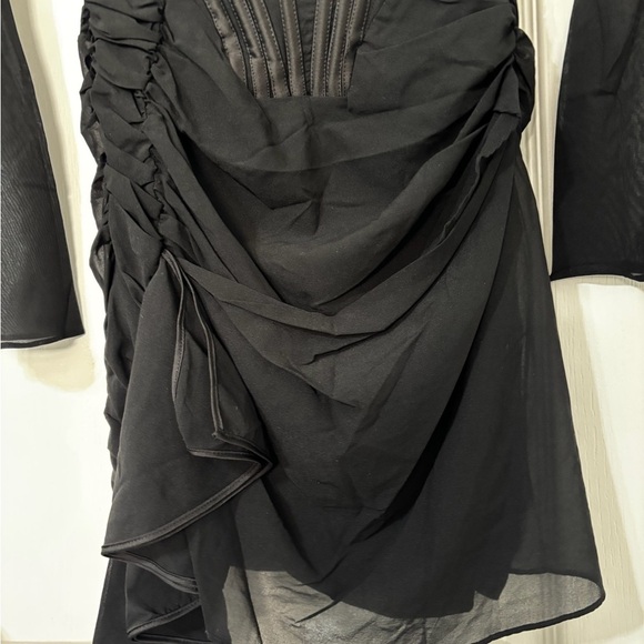 House of CB Gianna Mulberry Silk Corset Mesh Cut Out Mini Goth Party Dress XS - Picture 4 of 6